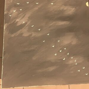 Minimalist Brown Wall Art Canvas with White Bird Accents